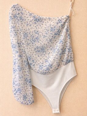 Cami NYC Lenore One Shoulder Floral Bodysuit | Silk Blend | Size L